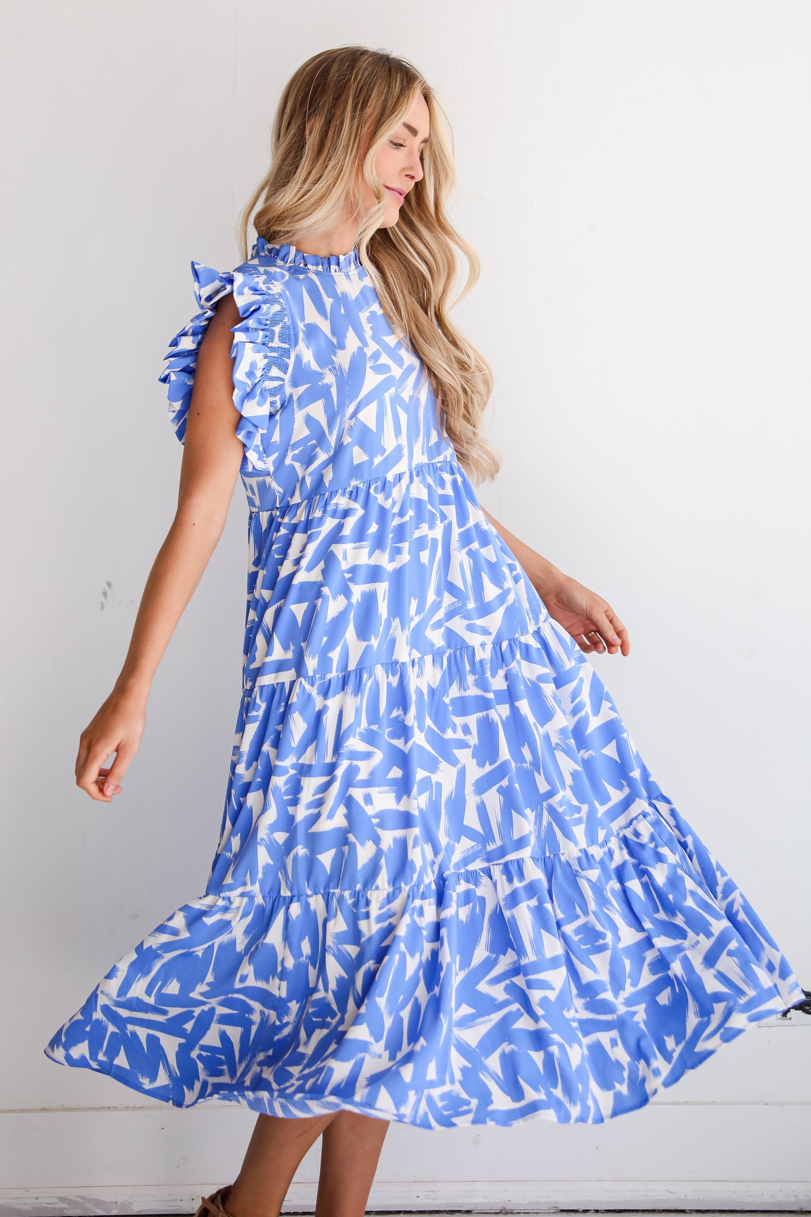 Sunny Attraction Blue Tiered Maxi Dress MG15