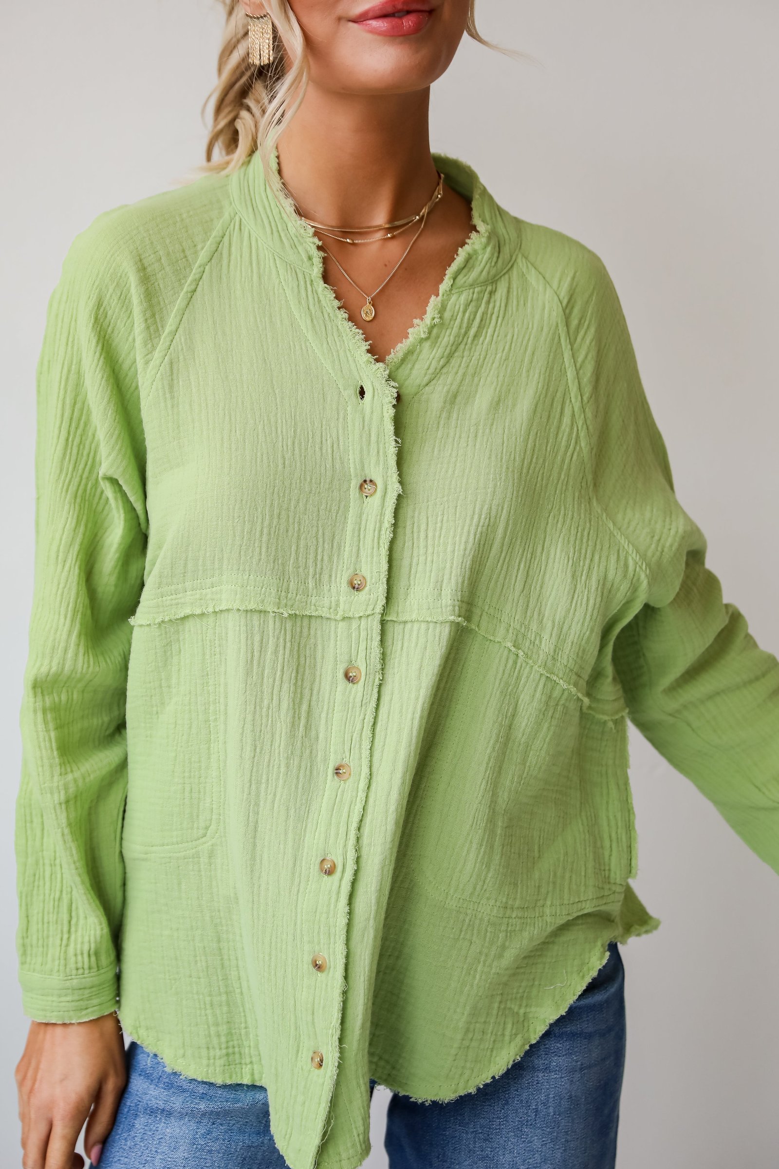 Relaxed Chic Lime Linen Blouse MG19