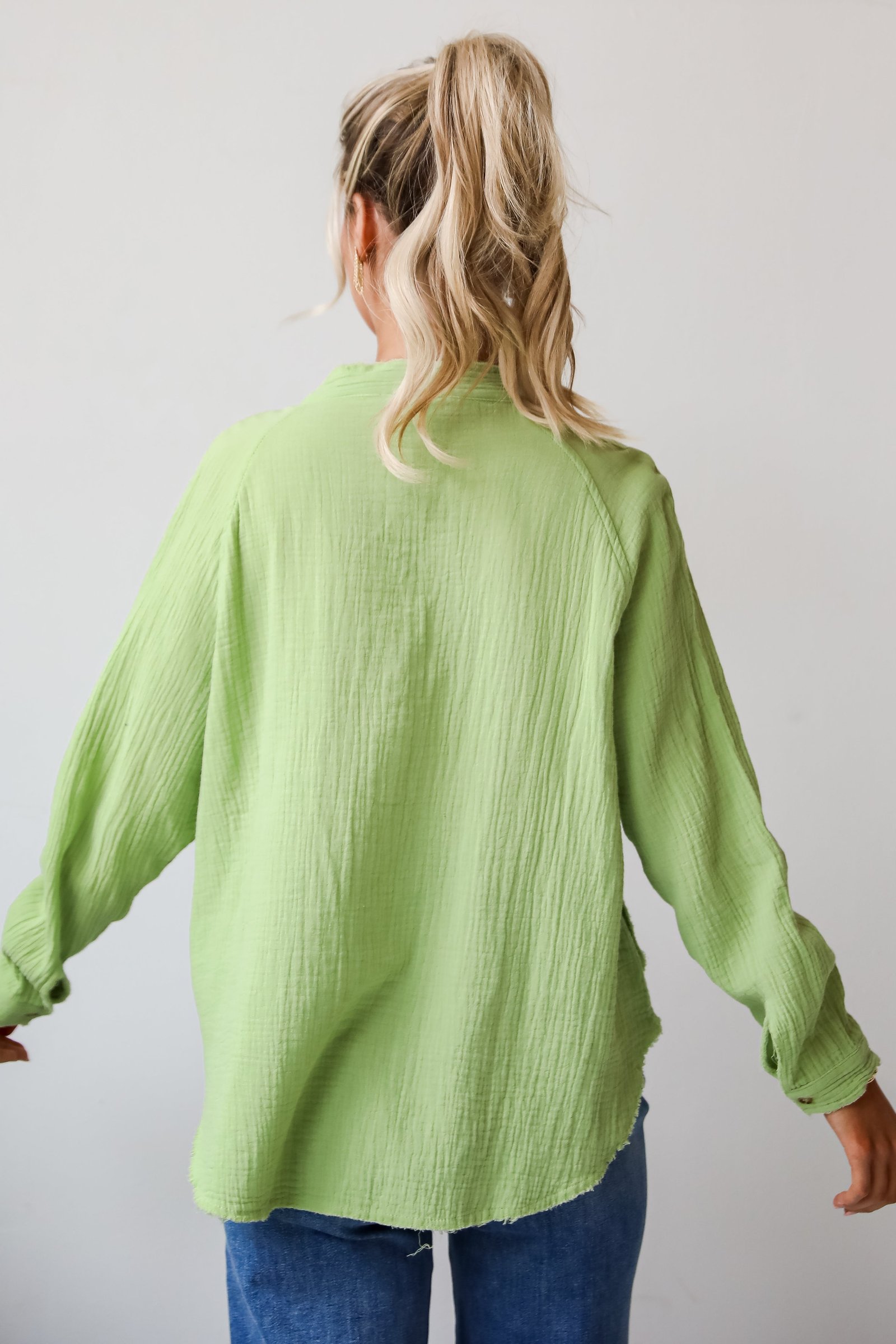 Relaxed Chic Lime Linen Blouse MG19